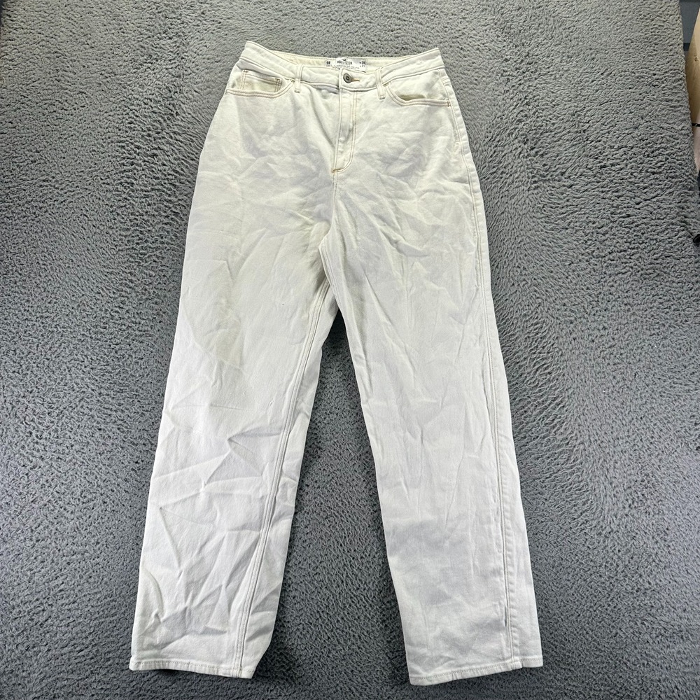 Vintage Hollister Jeans Womens 9 White Cotton Denim Straight Curvy Dad Stretch
